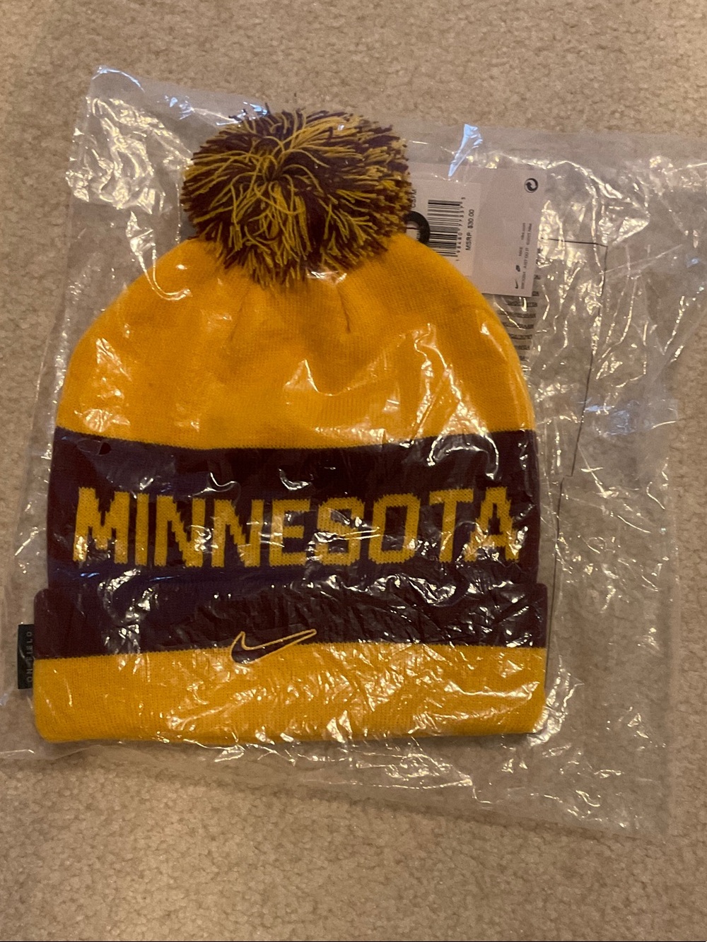 Nike Minnesota Pom Beanie - Maroon & Gold